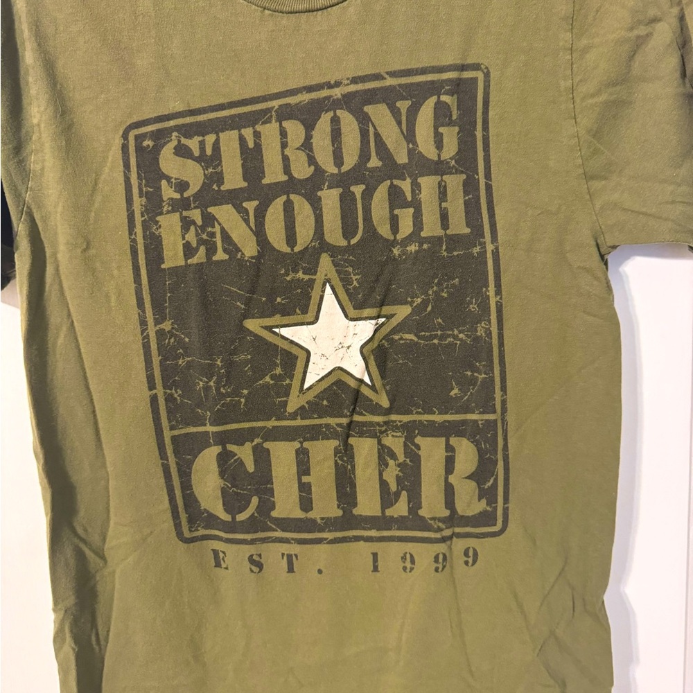 1999 Vintage Cher Olive Green Army Strong Enough Concert Tour T Shirt Small